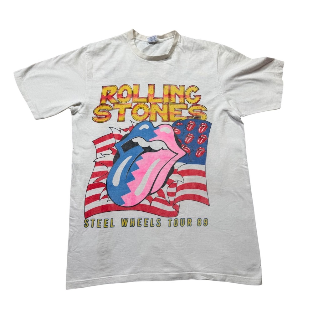 Vintage 1989 Rolling Stones Steel Wheels Tour Tee Single Stitch USA Graphic